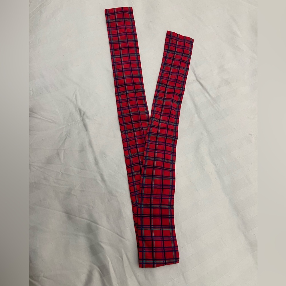 Liz Claiborne Red Plaid Silk Twilly Scarf